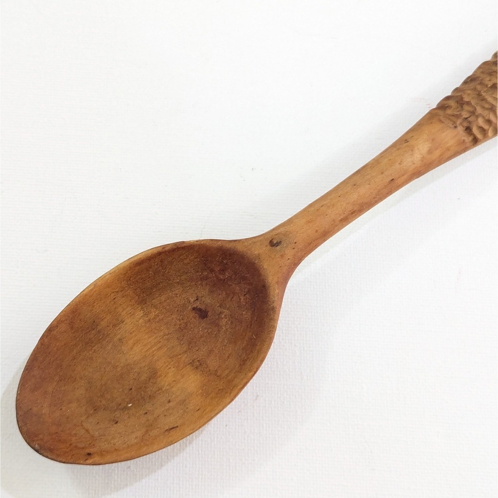 Vtg Carved Wood Spoon Hunting Dog Spaniel Folk Art Lodge Cabin Rustic Decor - Picture 10 of 16